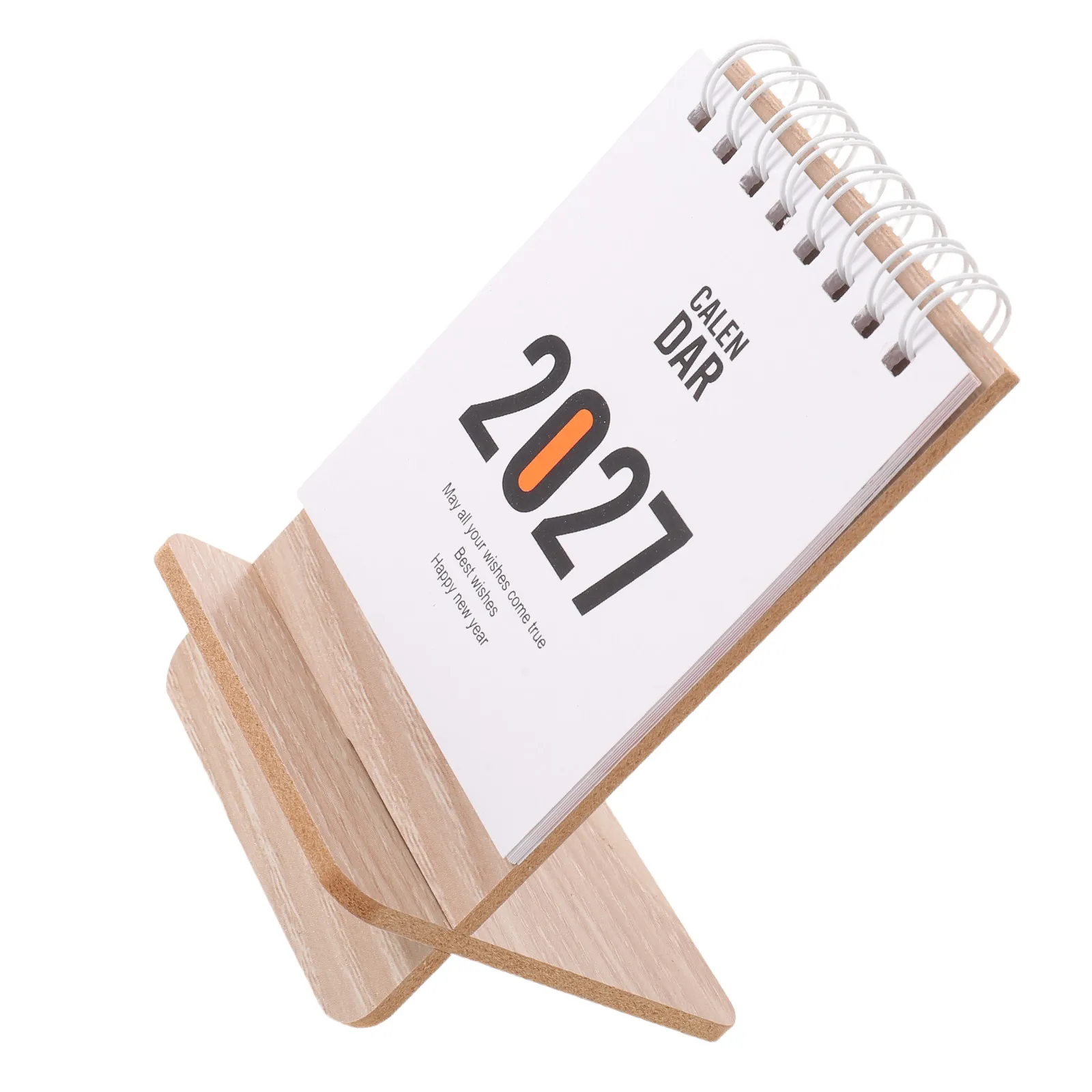 Mini Desk Calendar 2027 Wooden Small Monthly Flat Desk Calendar Natural Wood Base Compact Office Bedroom Study Decor