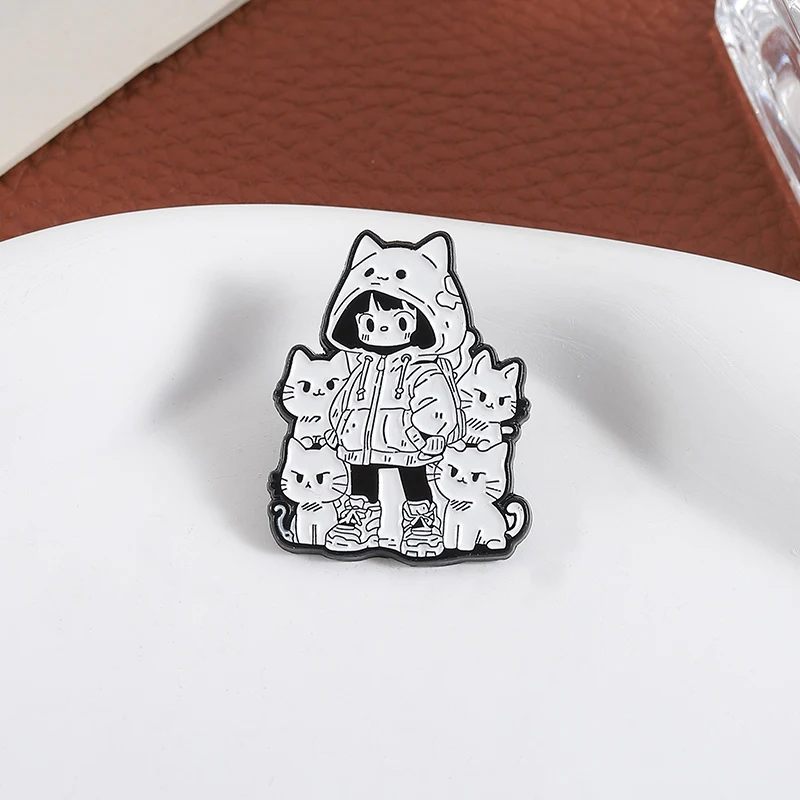 Katzen Mädchen Emaille Pins Lustige Nette Anime Stil Haustier Broschen Tier Abzeichen Anstecknadel Schmuck Zubehör Geschenk für Freunde