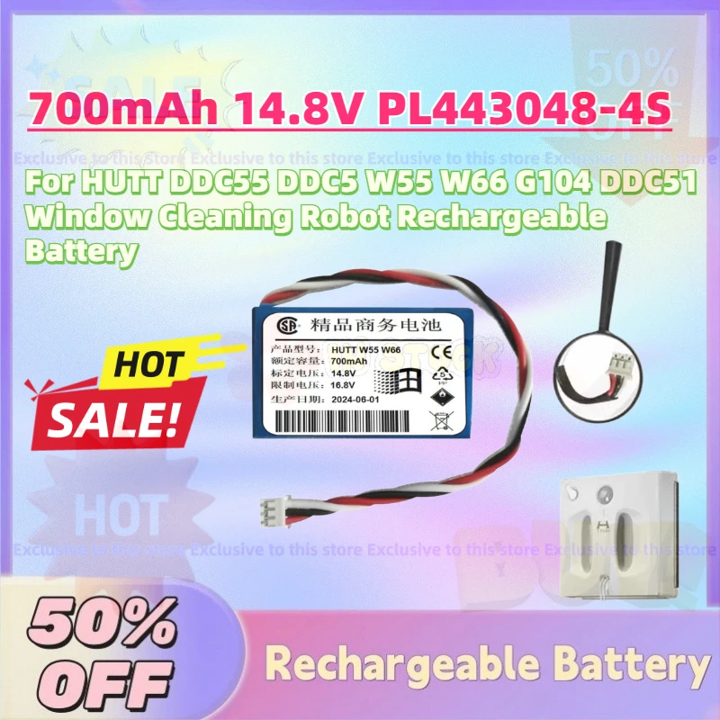 

New 700mAh 14.8V PL443048-4S Li-Ion Battery for HUTT DDC55 DDC5 W55 W66 G104 DDC51 Window Cleaning Robot Rechargeable Batteries