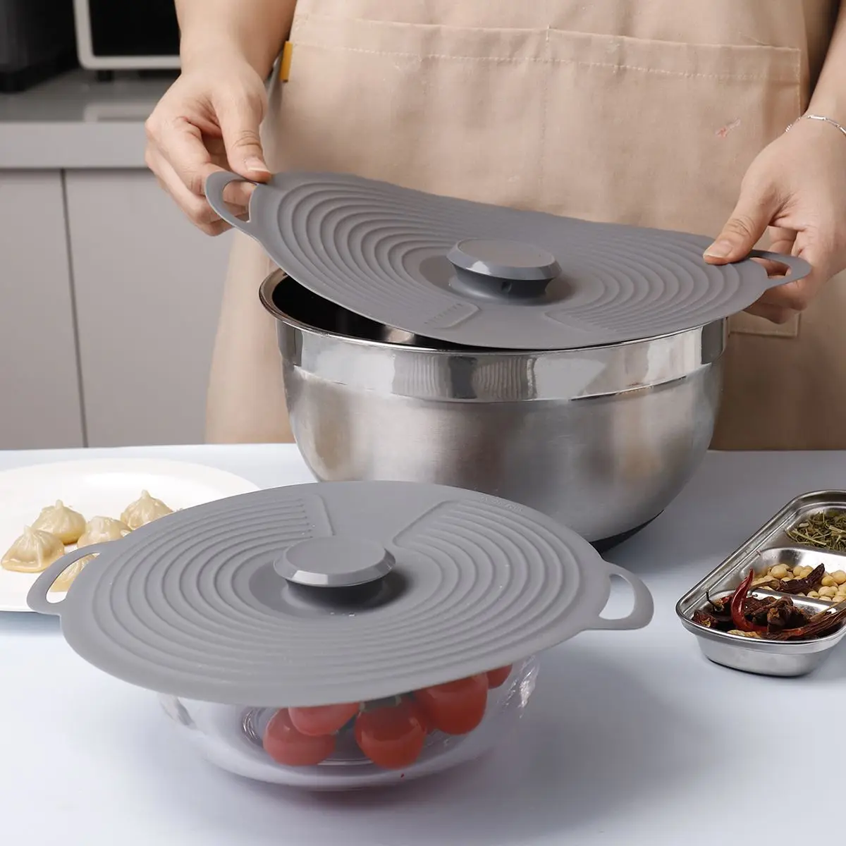 Food Grade Silicone Fresh-keeping Cover Circular Seal Spill-proof Lid Multi-functional High Temperature Resistance and Pot Cover