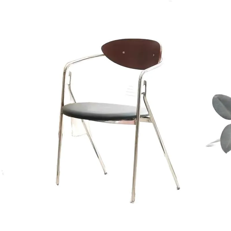 

Стул в стиле ретро для дома, легкий, роскошный, простой, из массива дерева, для небольшой квартиры, с простой спинкой из нержавеющей стали.