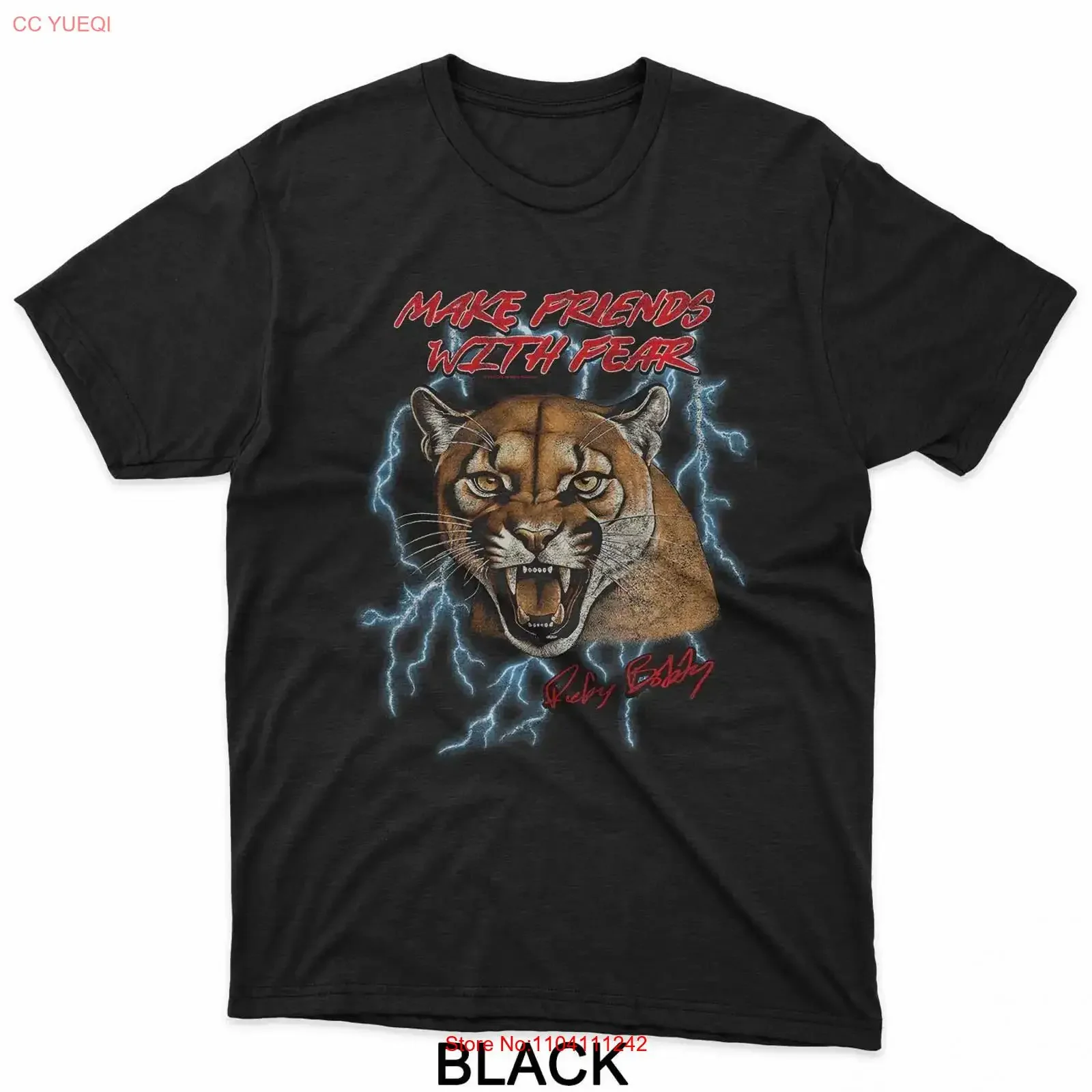 Talladega Nights Make Friends with Fear Cougar Vintage Movie T Shirt vintage Washed Soft Breathable Top For Everyday Wear