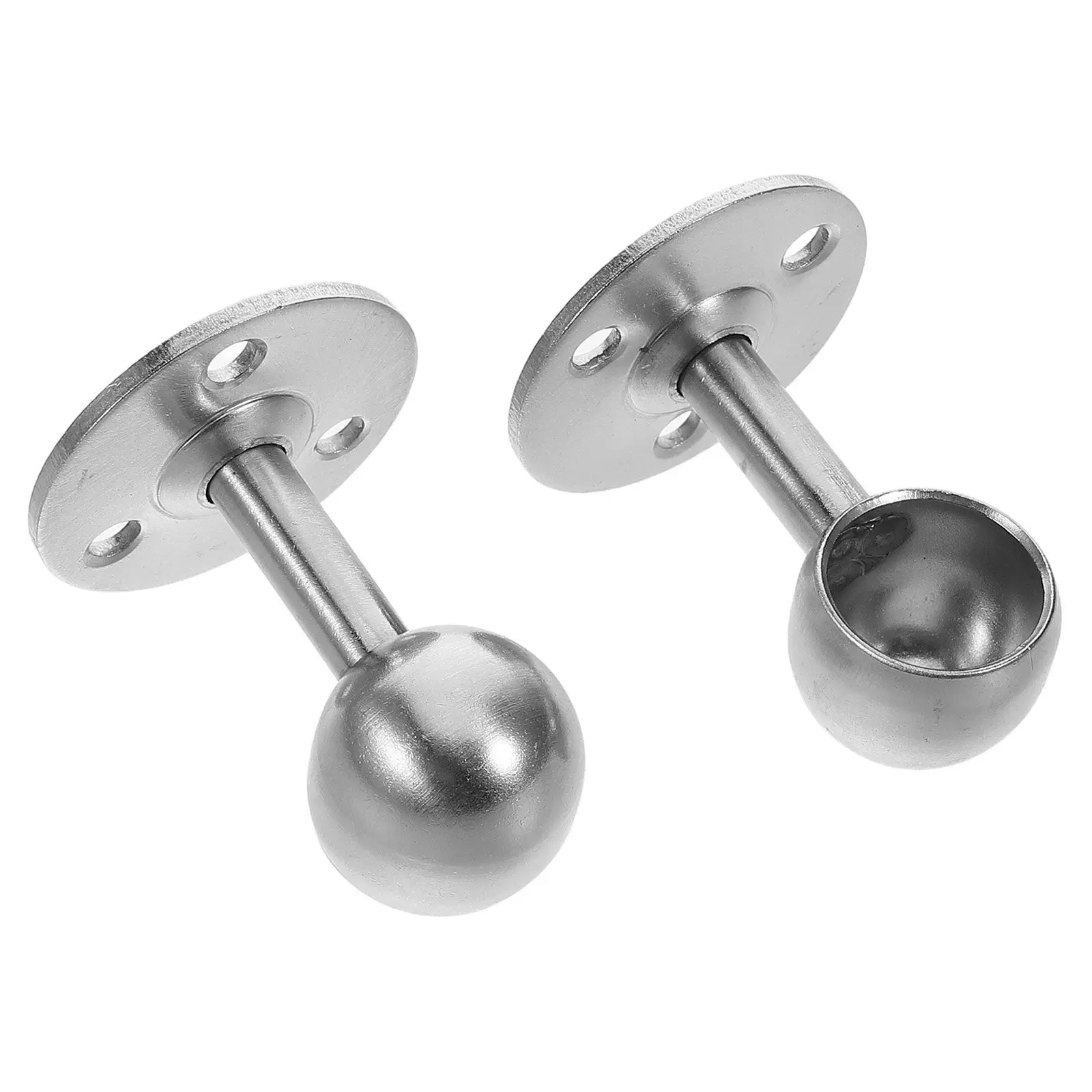 

2Pcs Sleek Stainless Steel Curtain Rod Holder Heavy Duty Towel Rail Support for Rv Shower Wardrobe Closet Rod Holder