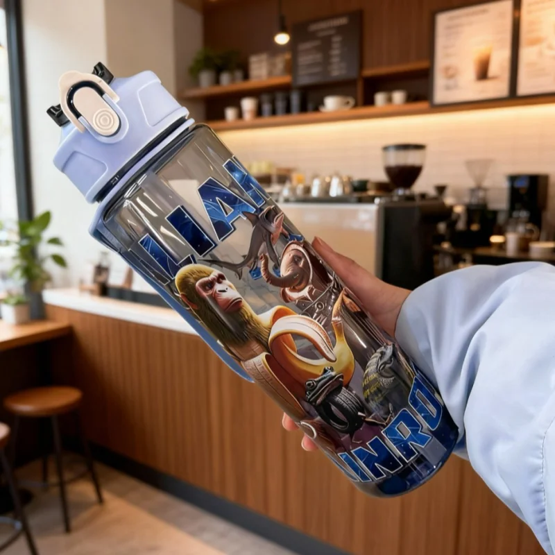 زجاجة مياه برينروت الإيطالية زجاجة مياه تونغ تونغ صحور مع شفاطة أكواب مياه رياضية خارجية غلاية شرب كرتونية