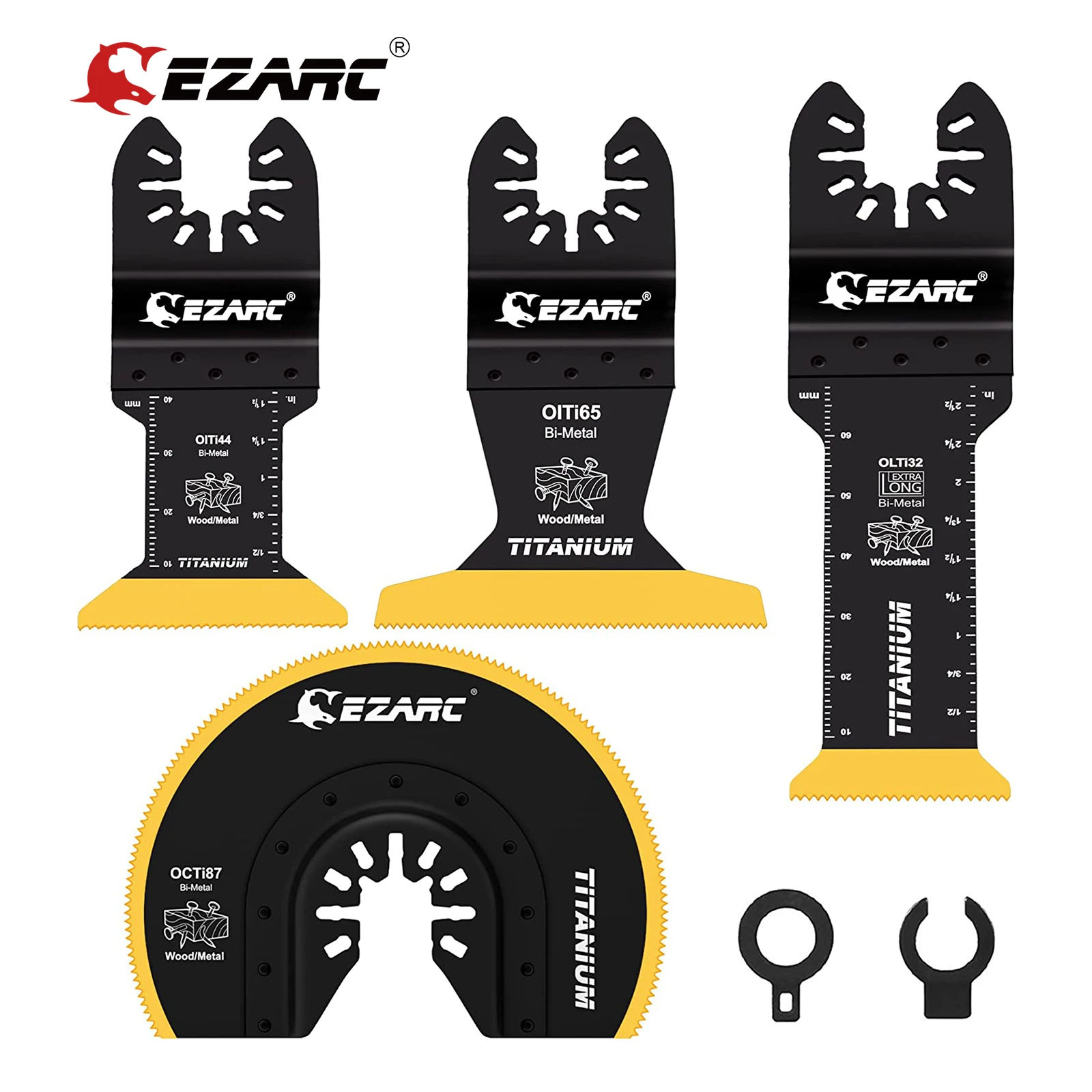 EZARC 4PCS Titanium Oscillating Saw Blades Kit, Plunge Cutting Multitool Blades for Metal Wood Nails Screws, Flush Cut Universal