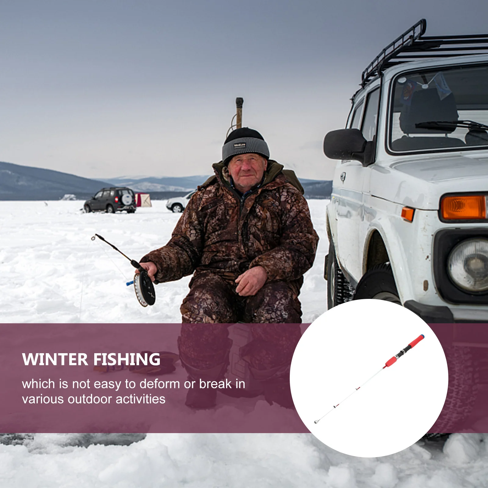 Portable 60cm Ice Fishing Rod Metal Anti Entanglement Telescopic Shrimp Pole Outdoor Supply Adjustable Lure