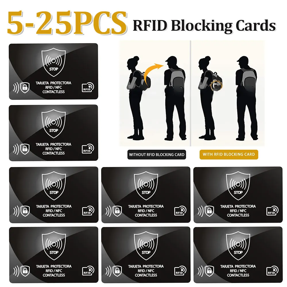 5-25PCS RFID Blocking Card One Card Protects Entire Wallet NFC Debit Credit Passport Protector RFID Blocker  Ultra Thin Portable