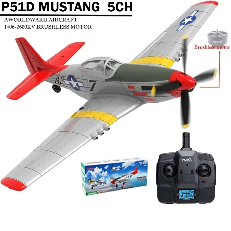 Sayzon 2.4G P51D Mustang RC Airplane 5CH One Click Aerobatic Flight RTF Equipped with Xpilot Stability System for Hobby Players