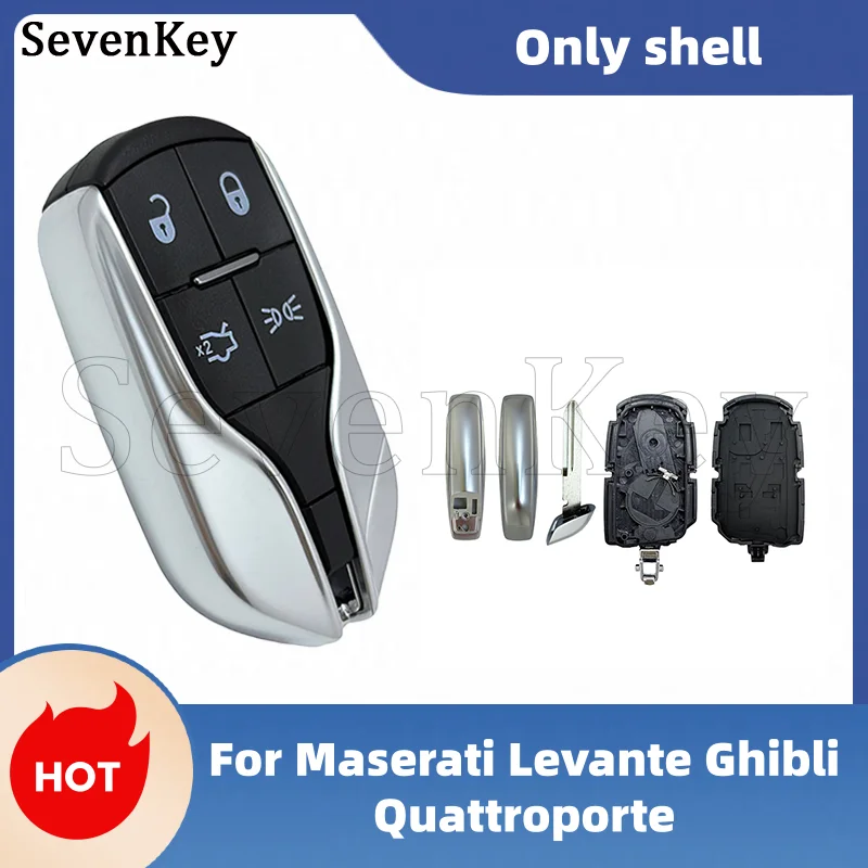Seven 4 Button High-Quality Keyless Smart Remote Replacement Key Fob Shell For Maserati Ghibli Levante Quattroporte 2012-2019
