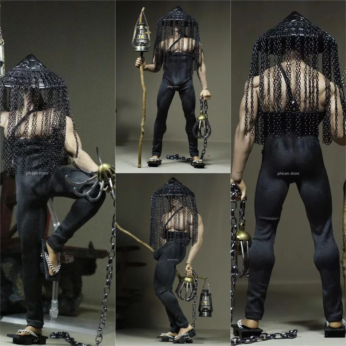 

1/6 Male Soldier Hermit Mist Hidden Gate Chain Straw Hat with Jumpsuit Set for 12in Phicen M30 M31 M32 M33 M34 M35 Doll Body