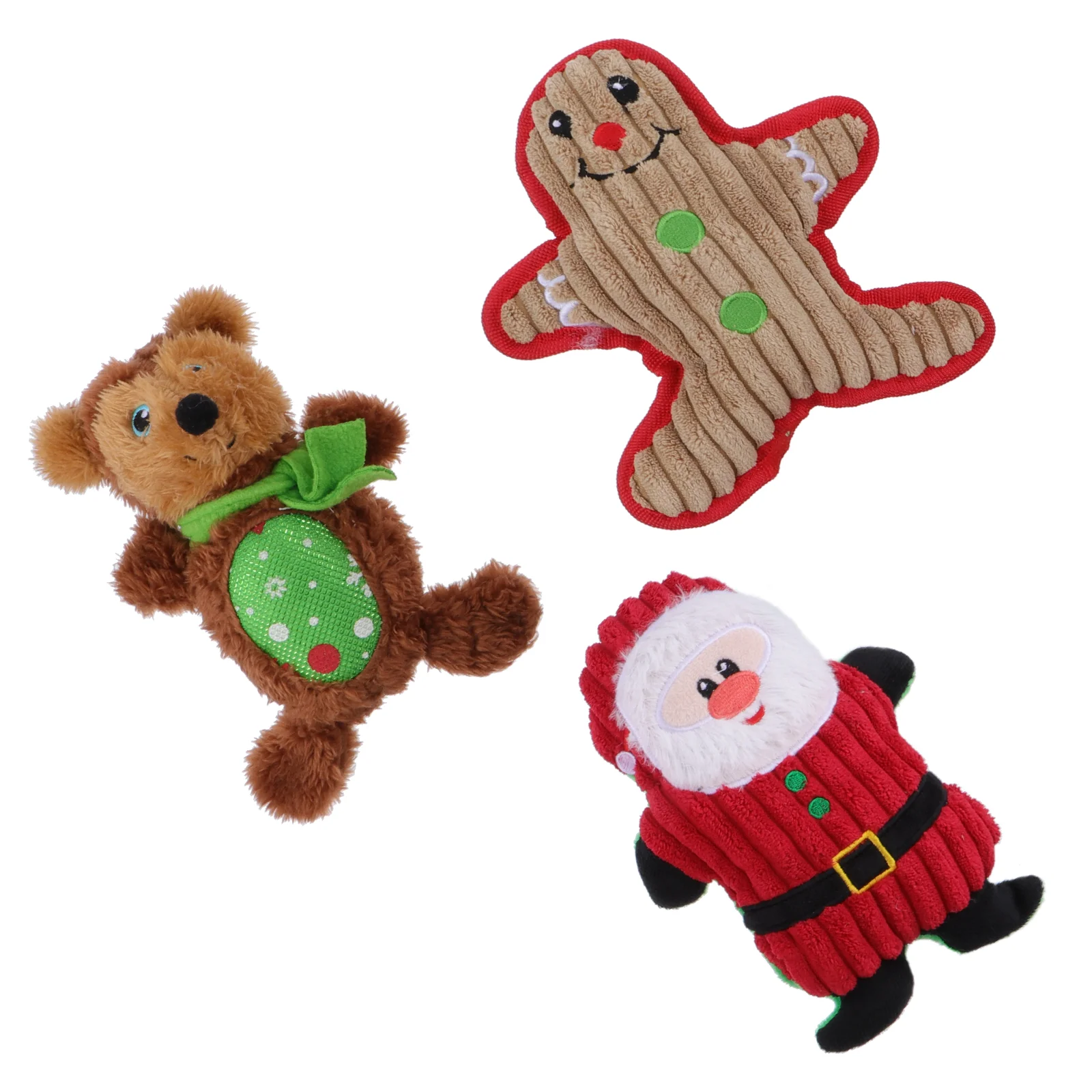 

3 Pcs Design Teeth Cleaning Toy Tiny Dog Toys Christmas Stuffed Squeaky Chew Doggie Plush Pet Molar