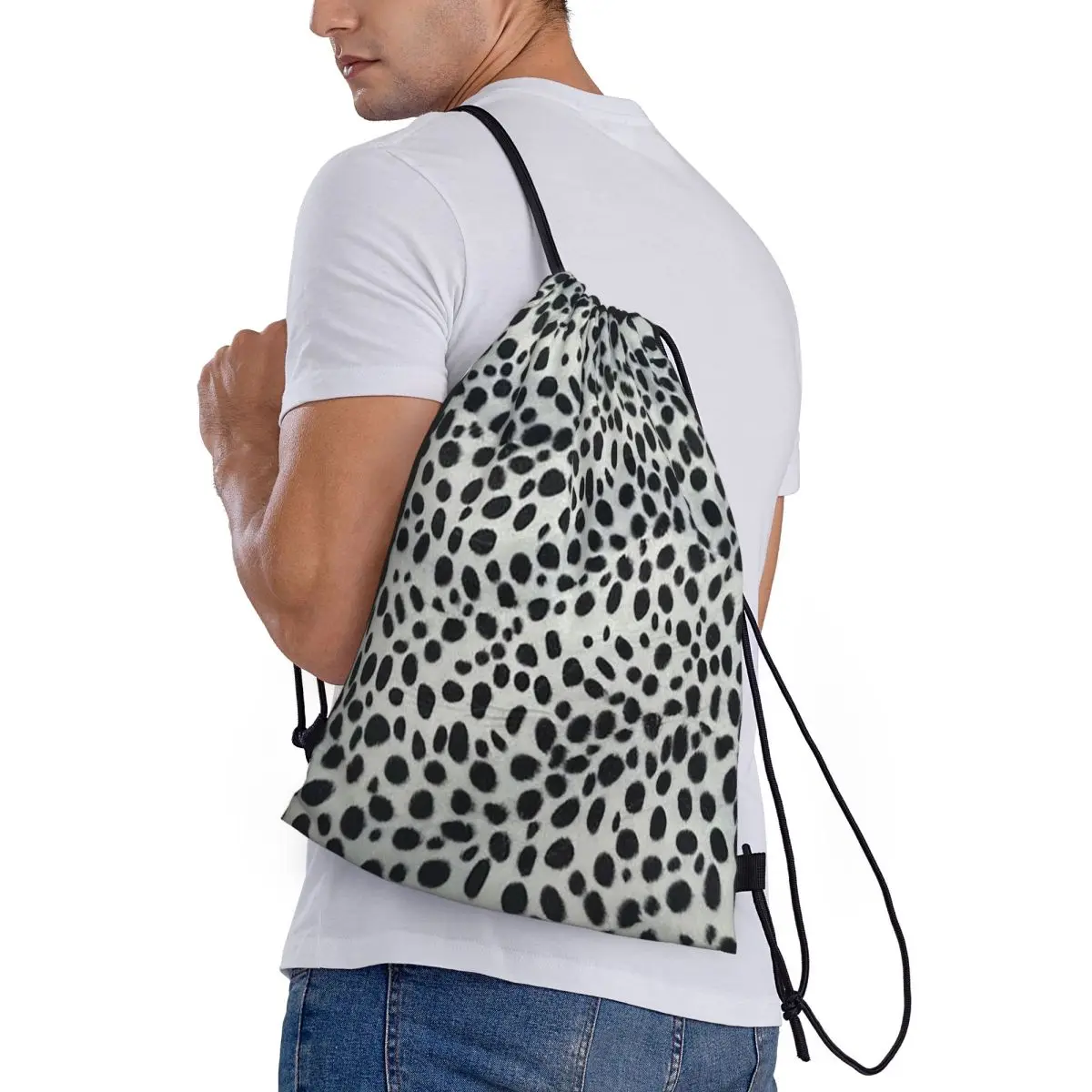 

Dalmatian Dog Texture Backpacks Fashion Drawstring Bags Sports Bag Book Bags for Man Woman Students
