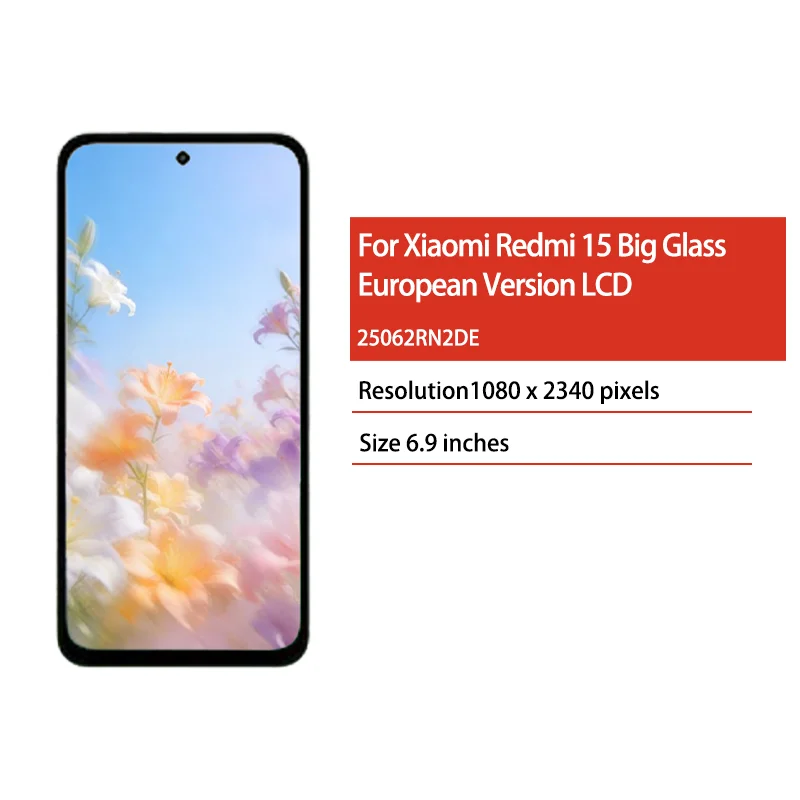 IPS LCD For Xiaomi Redmi 15 Big Glass European Version LCD 25062RN2DE Display Touch Screen Digitizer Assembly