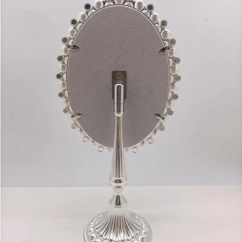 Fashion 7inches Silver Plated one Face Desktop Metal Makeup Mirror With Pearl inlay  Frame Mirror Tabletop compact mirror XY070