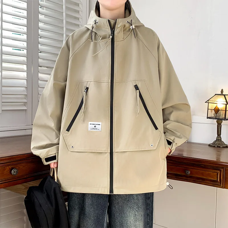 

Oversize Fashion Male Men Unisex Outdoor Windproof Hooded Quick Dry Windbreaker Warm Coat Waterproof Spring Autumn Casual Jacket