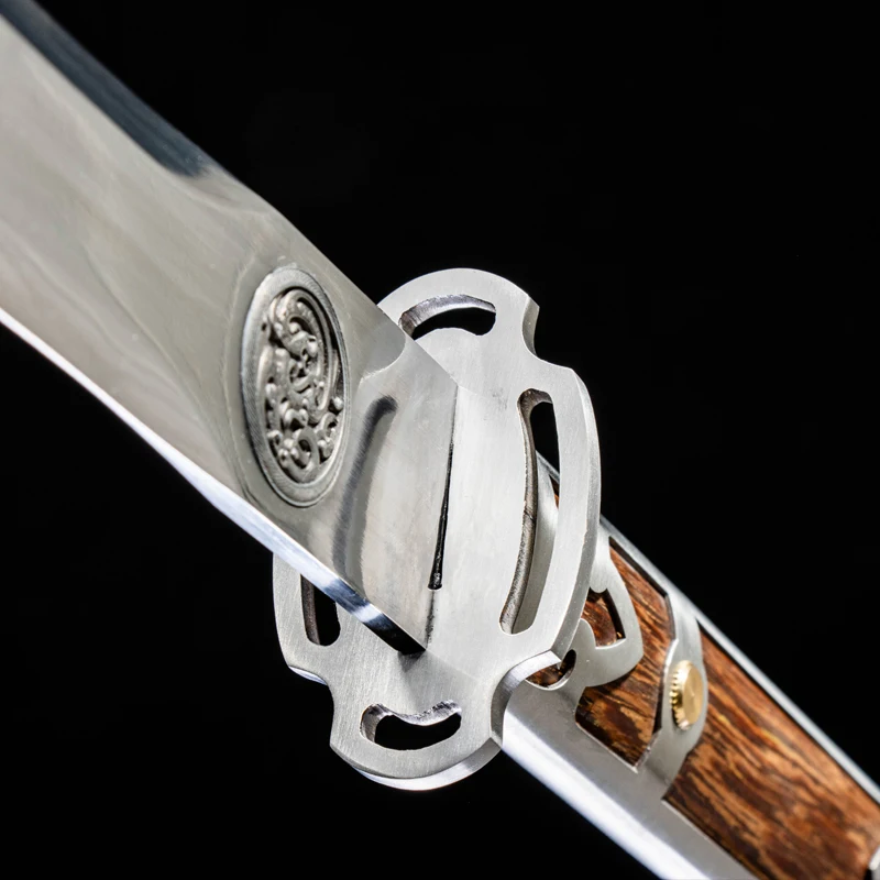 Chinese Ring Head Tang Sword High Manganese Steel Two Groove Blade Training Catana Handmade Full Size Rose Wood Sheath Katana - view 4