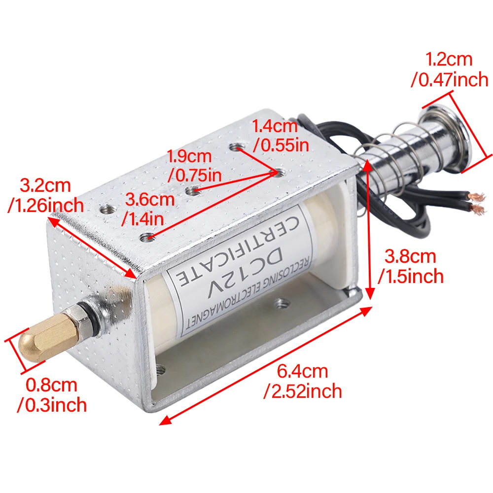Electric Motor 35mm Long-Stroke Strong Push-Pull Solenoid DC 12V Motor Open Frame Linear Mini Electromagnetic Magnetic Solenoid