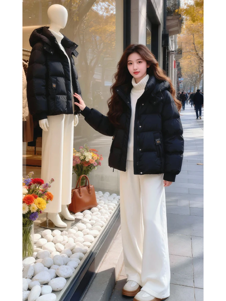 

Sli Thiened Cotton Jaet Women's Casual Bread Coat Winter Faionable Anti-Aging New Arrival Bread Sle Outerwear