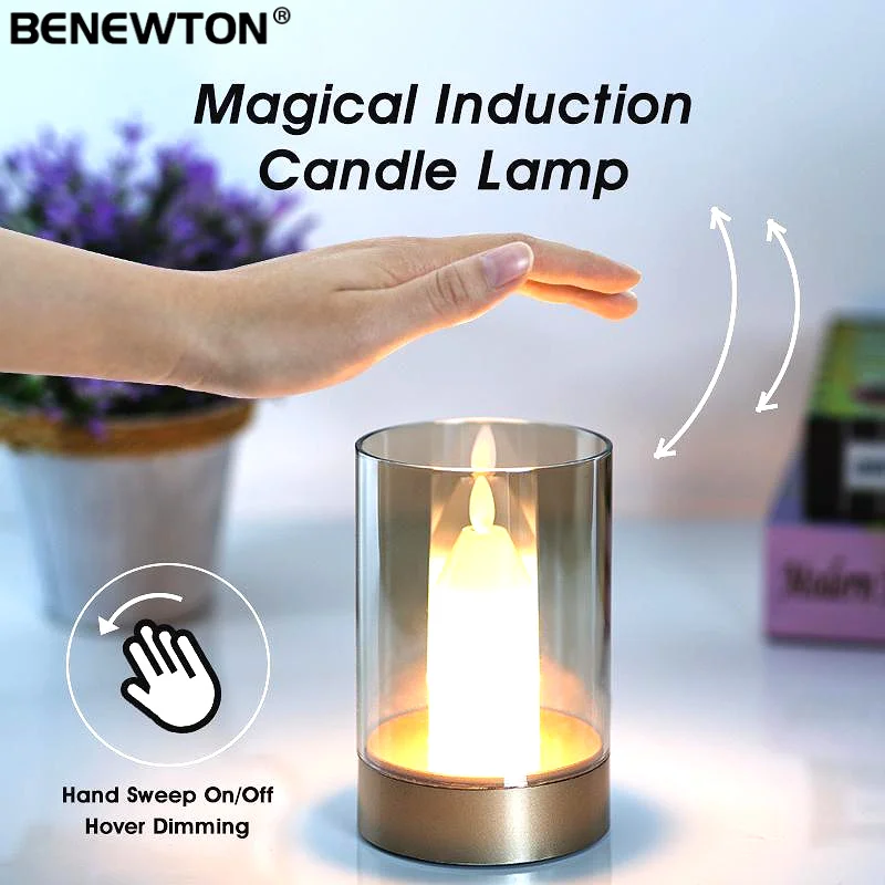 Bougies LED rechargeables avec capteur de mouvement, bougies électriques sans flamme à intensité variable, veilleuse pour fête de mariage, décoration de noël, cadeau