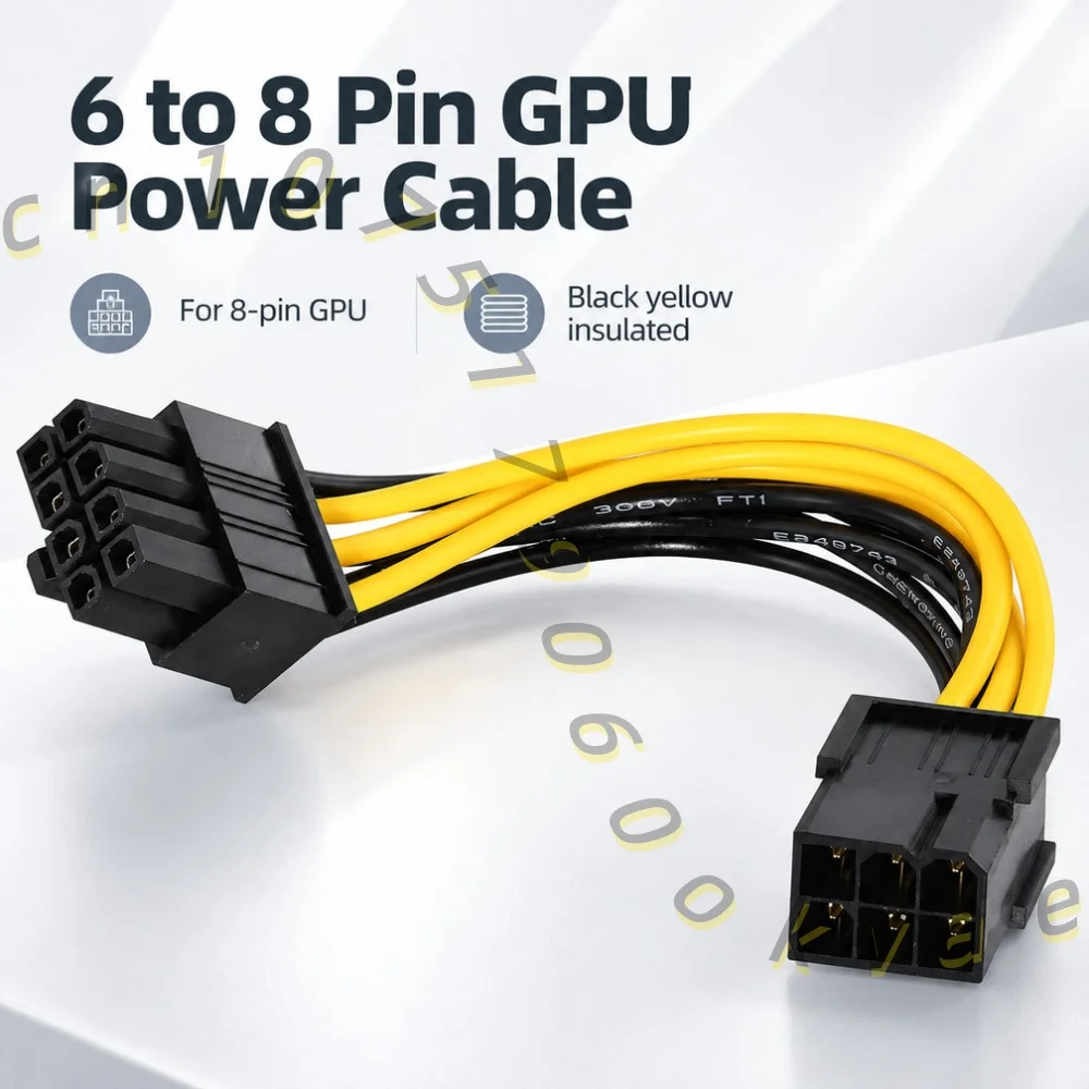 6 Pin to 8 Pin PCIe Power Adapter Cable, 6pin to 8pin GPU Graphics Card PSU Extension Cord, Short