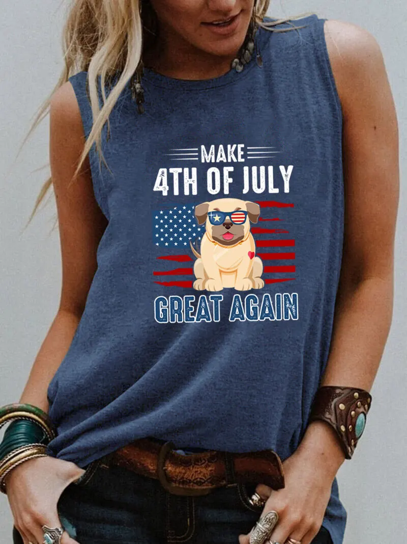 Make Great Again New Arrival 4th of July Sleeveless Tshirt Women Funny Summer Casual Sleeveless Top July 4th Shirt Holiday Tee