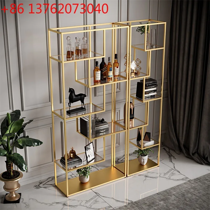 Nordic light luxury floor-to-ceiling goods shelves living room office wrought iron simplicity