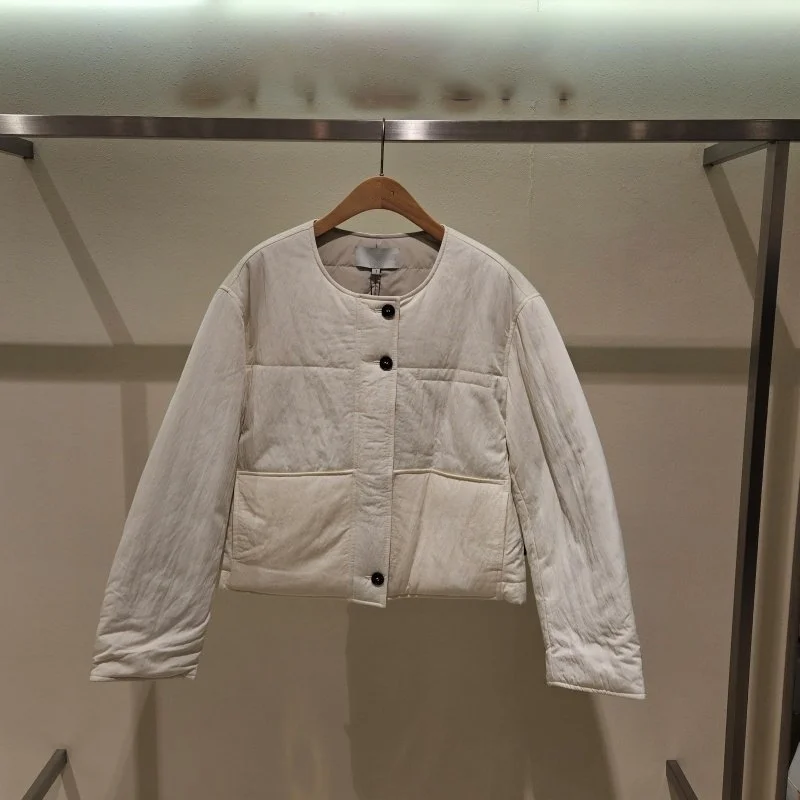 

Korean Sle round Ne Cotton Jaet Loose Fit Versatile Slimming Outerwear Commute Friendly Women's Faion Spring Coat