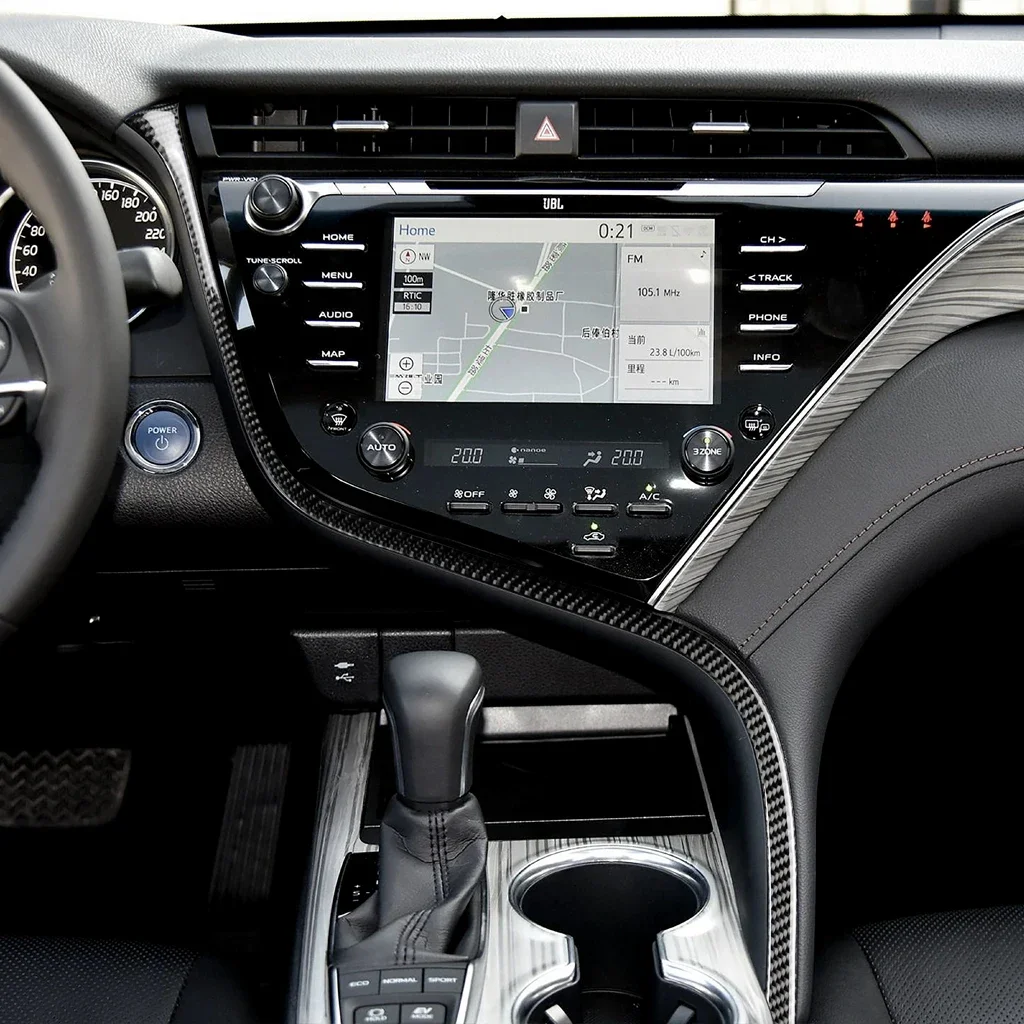 For Toyota Camry XV70 8th 2018-2019 Car Accessories Carbon Fiber Central Control Dashboard Decorative Strip Interior Stickers 2