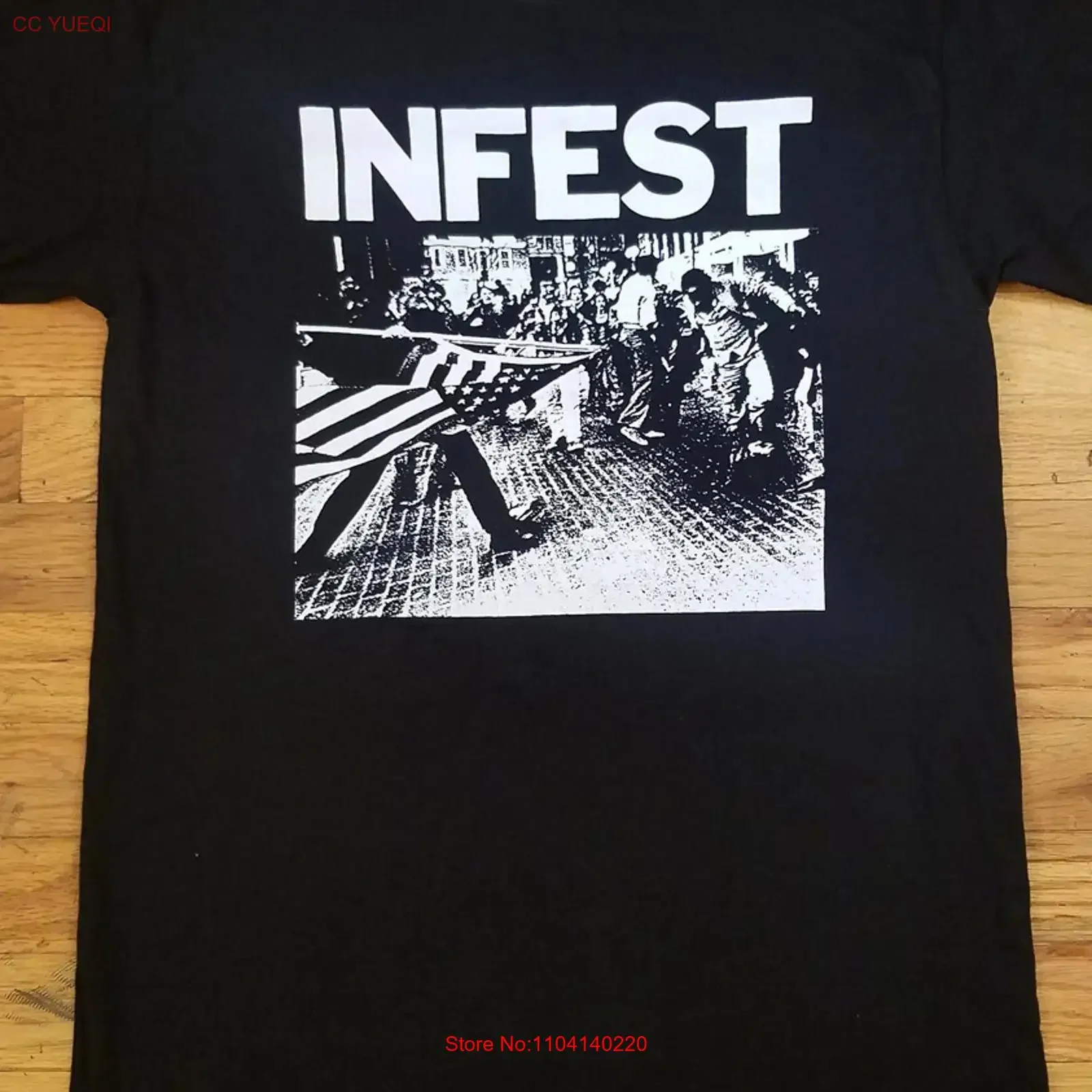 Infest band black T shirt short sleeve All sizes vintage Washed Slightly Versatile designer clothes Comfortable streetwear