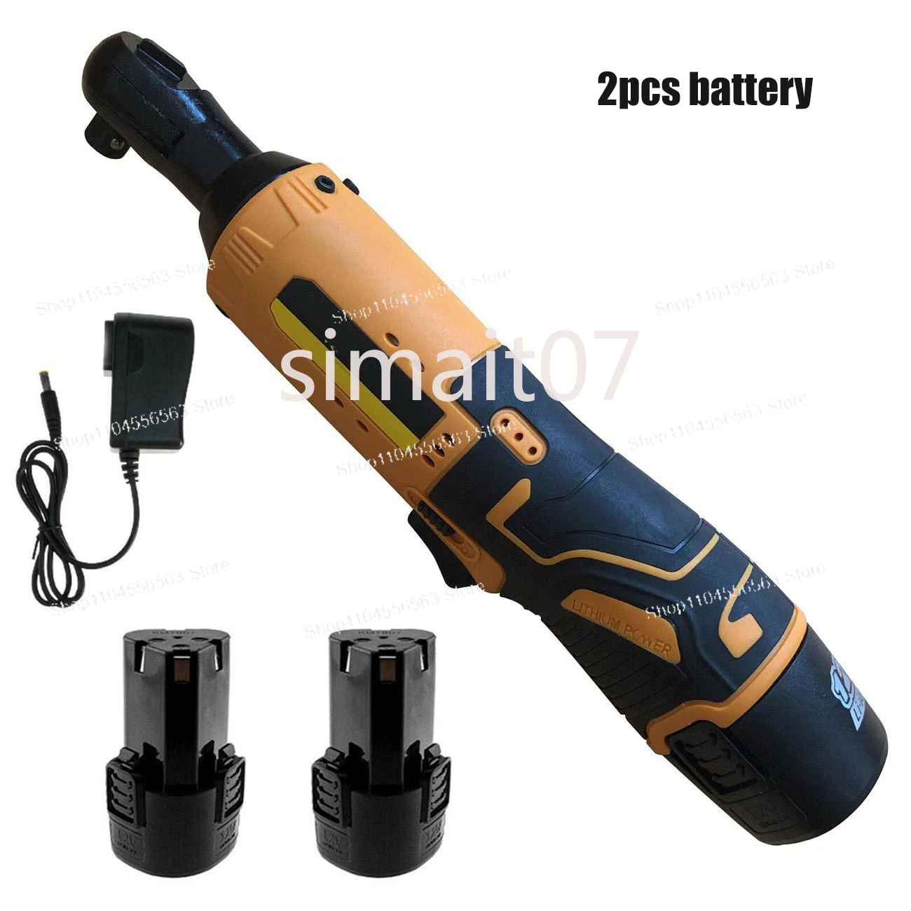 

65N.m 3/8" Cordless Right Angle Ratchet - Electric Drill Wrench Set with Battery Charger Kit