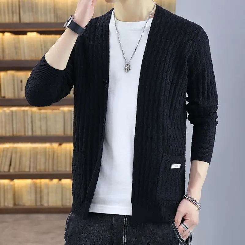 

Men's Autumn Knit Button-Up Sweater, Korean Fashion Casual Jacket, Stylish Warm Pullover for Teens & Students