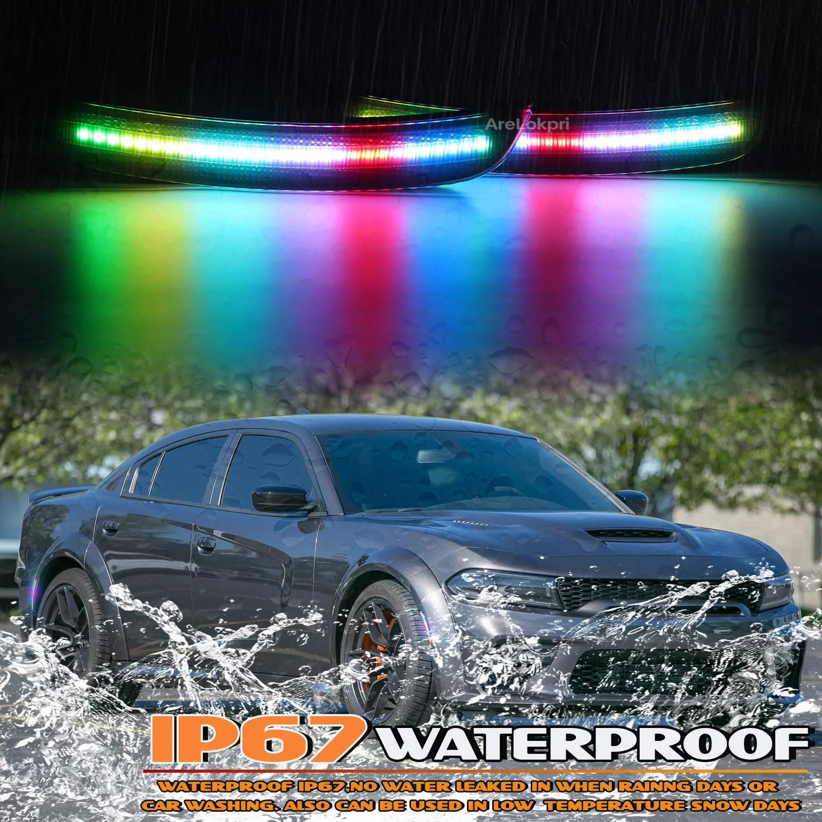 4pcs Parking Lights LED Front Rear Bumper LED Side Marker Light For Dodge Charger 2015 2016 2017 2018 2019 2020 2021 2022 2023