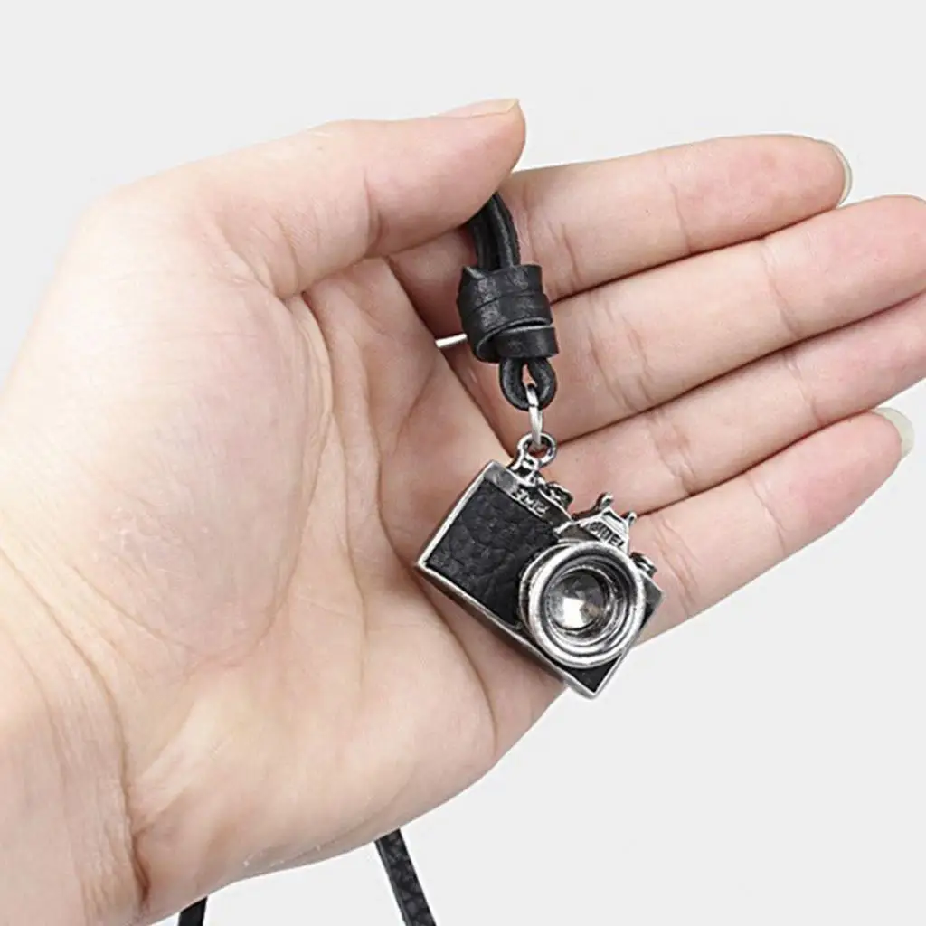 Retro Leather Camera Pendant Necklace Handmade Photography Jewelry for Sweater Long Necklace Unisex Gift Trendy Jewellery