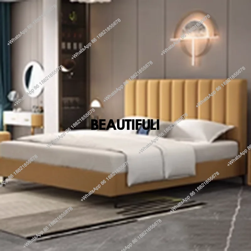 

Backrest Storage Double Bed Simple Platform Gray Wooden Adults Queen Double Bed Twin Frame Modern Cama De Casal Home Furniture