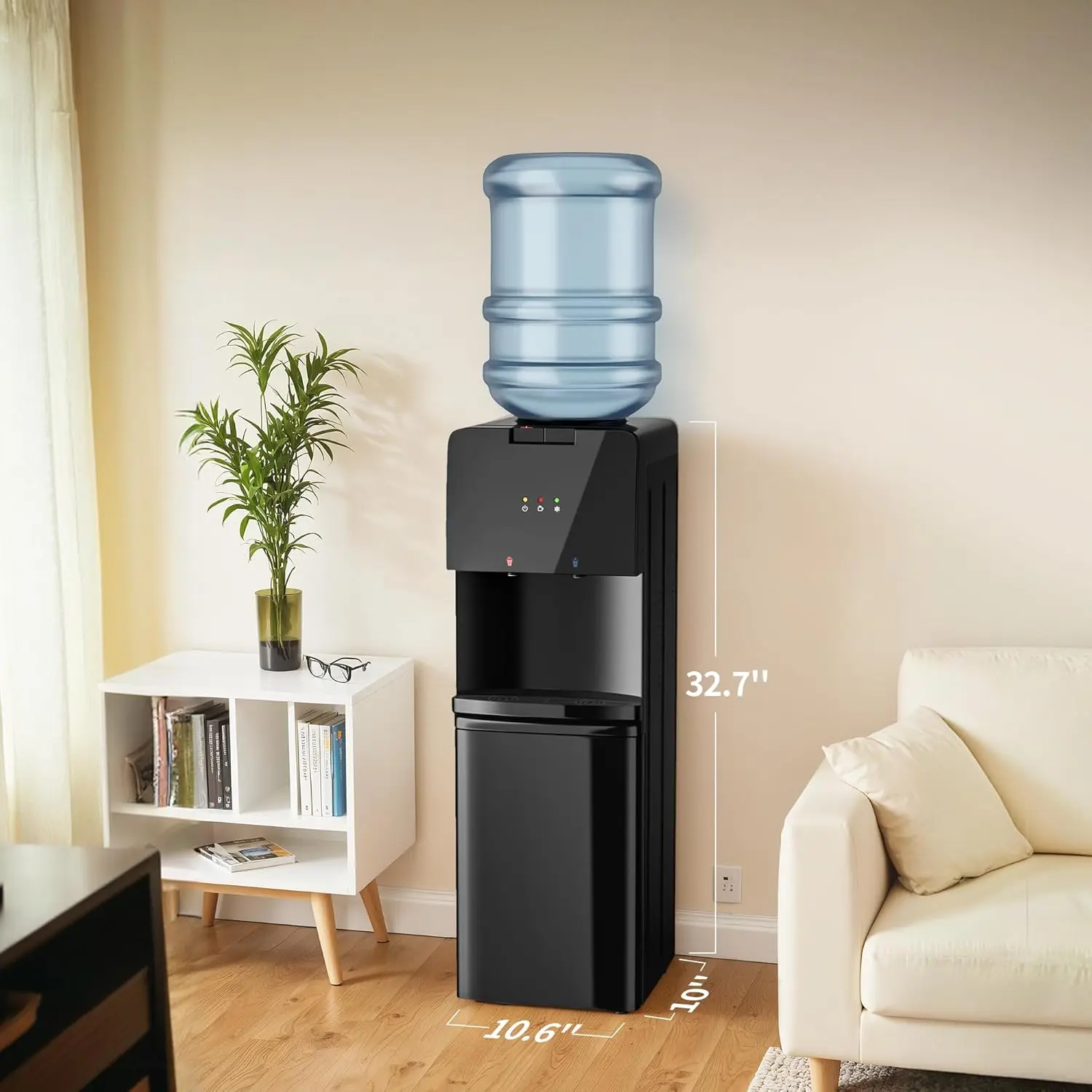 Distributeur d'eau à chargement par le haut, refroidisseurs d'eau de 3 5 gallons avec perfecp drip escalier et armoire de rangement, 3 indicateurs de température