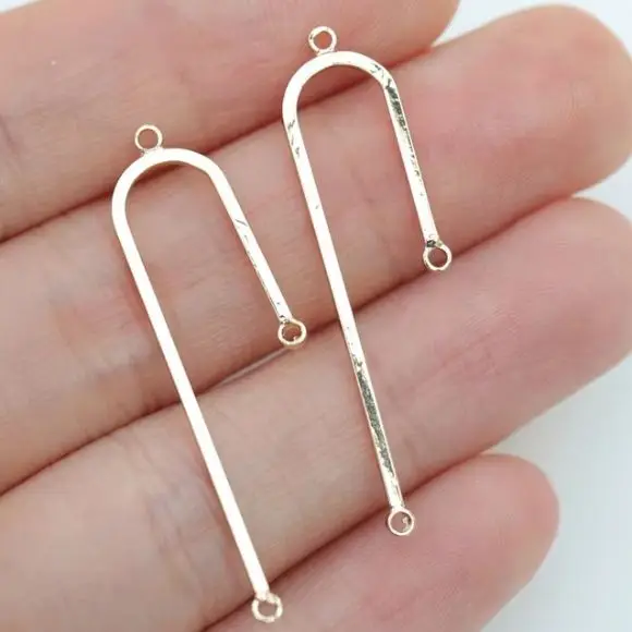 

2 шт., 37 мм, корейский стиль, сделай сам, аксессуары для сережек ручной работы, медное настоящее золото, U-образные длинные полоски, соединители для изготовления ювелирных изделий