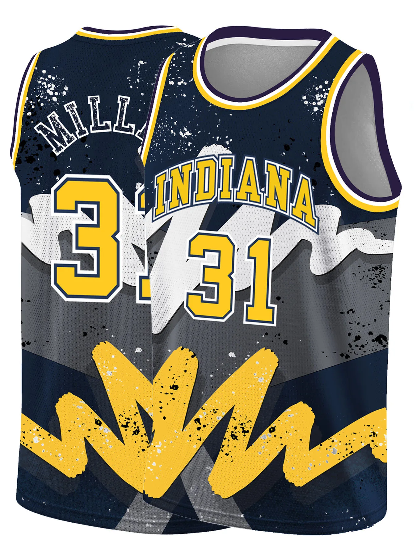 

2026 Баскетбольная форма для соревнований родителей и детей № 31 - Жилет без рукавов с логотипом Индианы, напечатанным на спортивной куртке.