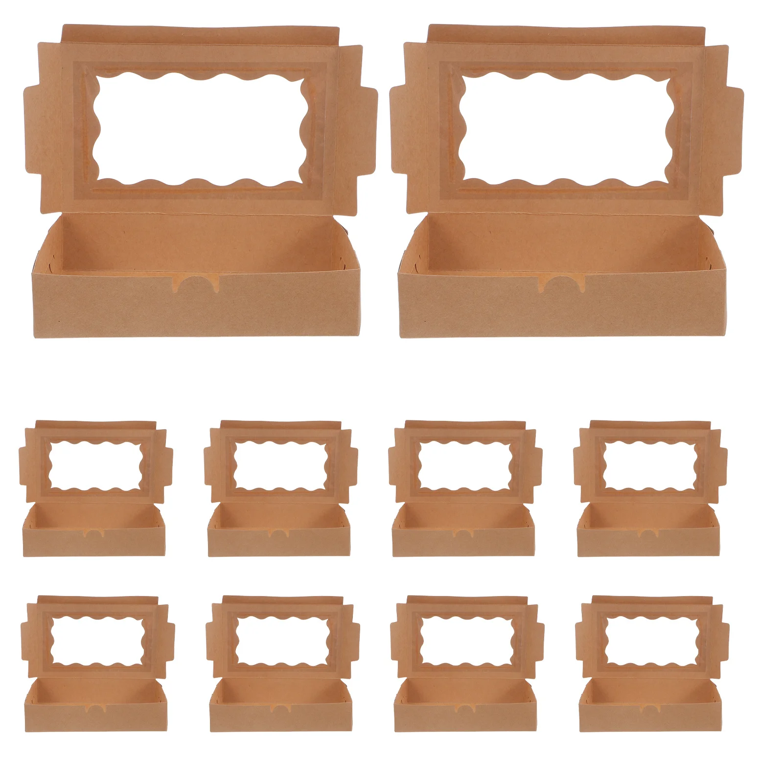 Cajas de papel Kraft para repostería, 50 Uds., ventana transparente, embalaje de postre para panadería, galletas, macarrones de Chocolate, Muffins, Donut, Mini pastel