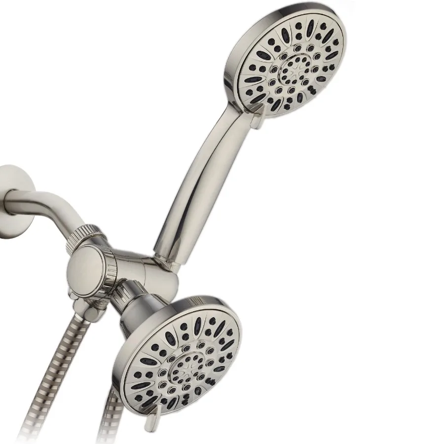 

High-Pressure 48-Setting Luxury 3-Way Dual Shower Head Combo Brushed Nickel