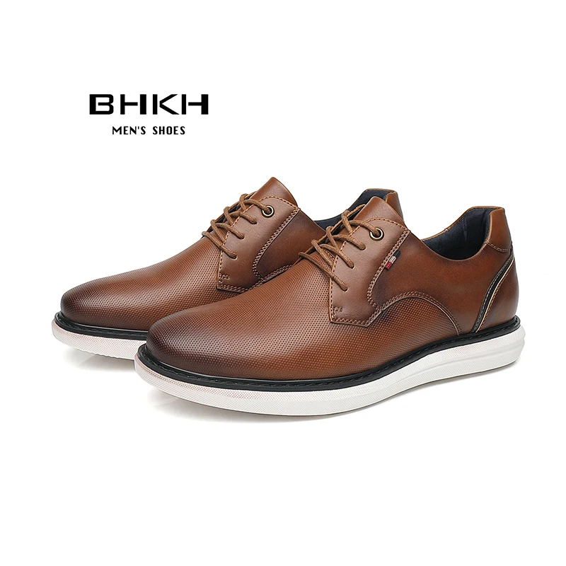 2024 Spring/Summer New Men Shoes Comfy Luxury Brand Men Casual Shoes Lace Up Business Style Dress Shoes BHKH Men Shoes