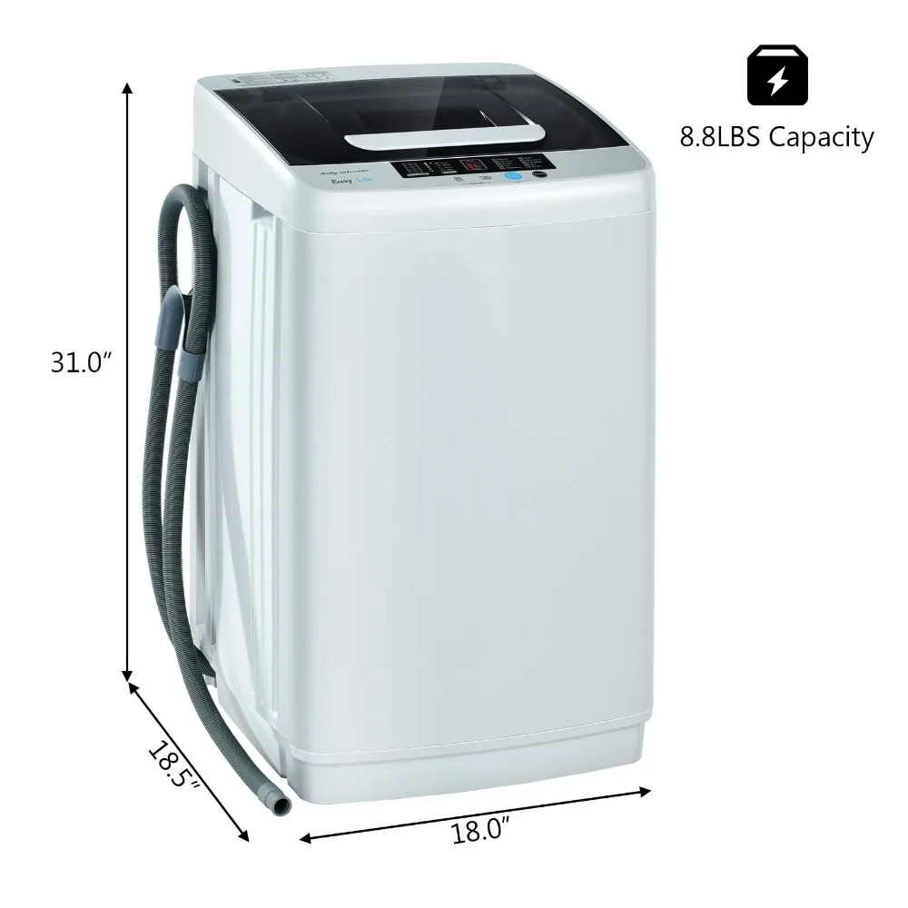 Lave-linge portable entièrement automatique, lave-linge portable 2 en 1, lave-linge artériel 8,8 et essoreur au chlore, pompe de vidange intégrée de 1.04 pi