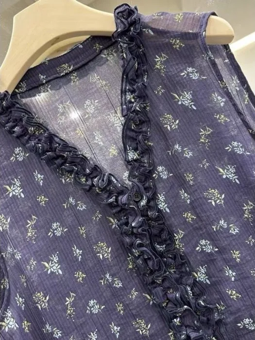 เสื้อครอปแขนสั้นทรงหลวมสไตล์ลำลองสำหรับผู้หญิง ลายดอกไม้ พิมพ์ลายบางเบา สไตล์เรโทร เหมาะสำหรับใส่ไปทำงาน ฤดูร้อน 2025
