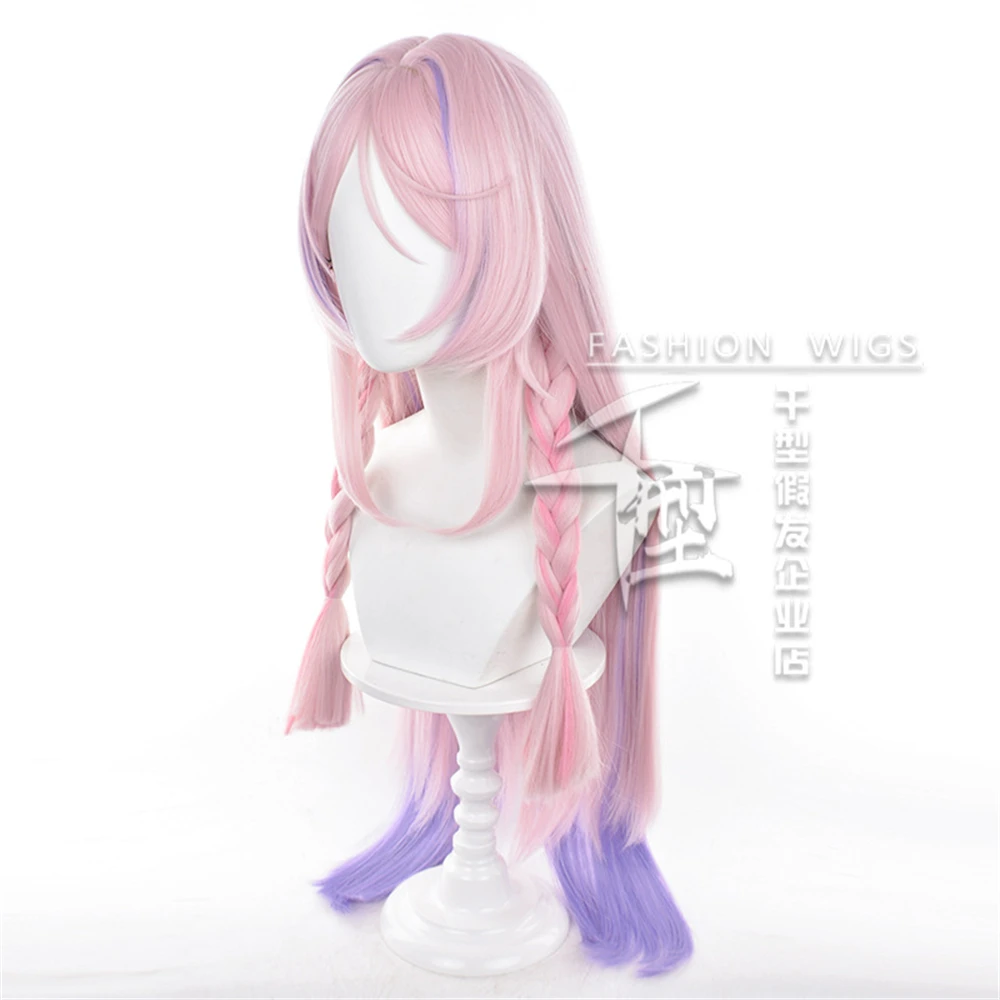 Citlali Cosplay Wig Game Pink Purple Gradient Long Straight Heat Resistant Synthetic Hair Halloween Party Wigs + Wig Cap