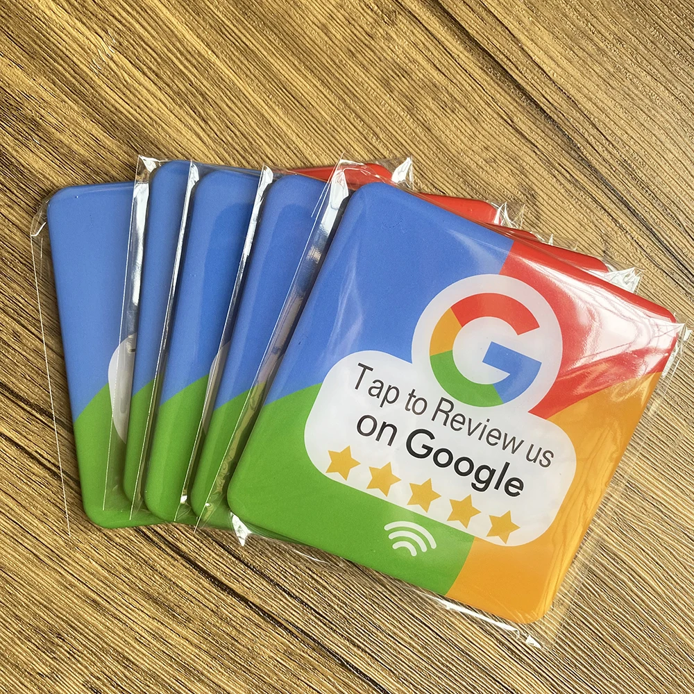 ตรวจสอบเราบน Google Sticker Sign แผ่นรีวิว Google แบบมีกาวในตัว ป้าย NFC Tap กลางแจ้ง รีวิวสติ๊กเกอร์สี่เหลี่ยม