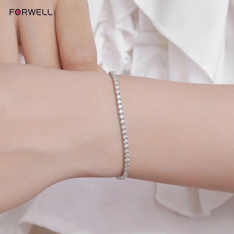 

FORWELL Real D Color Full 2mm Moissanite Tennis Bracelet For Women S925 Plated 18K Rose Gold Diamond Link Bracelets