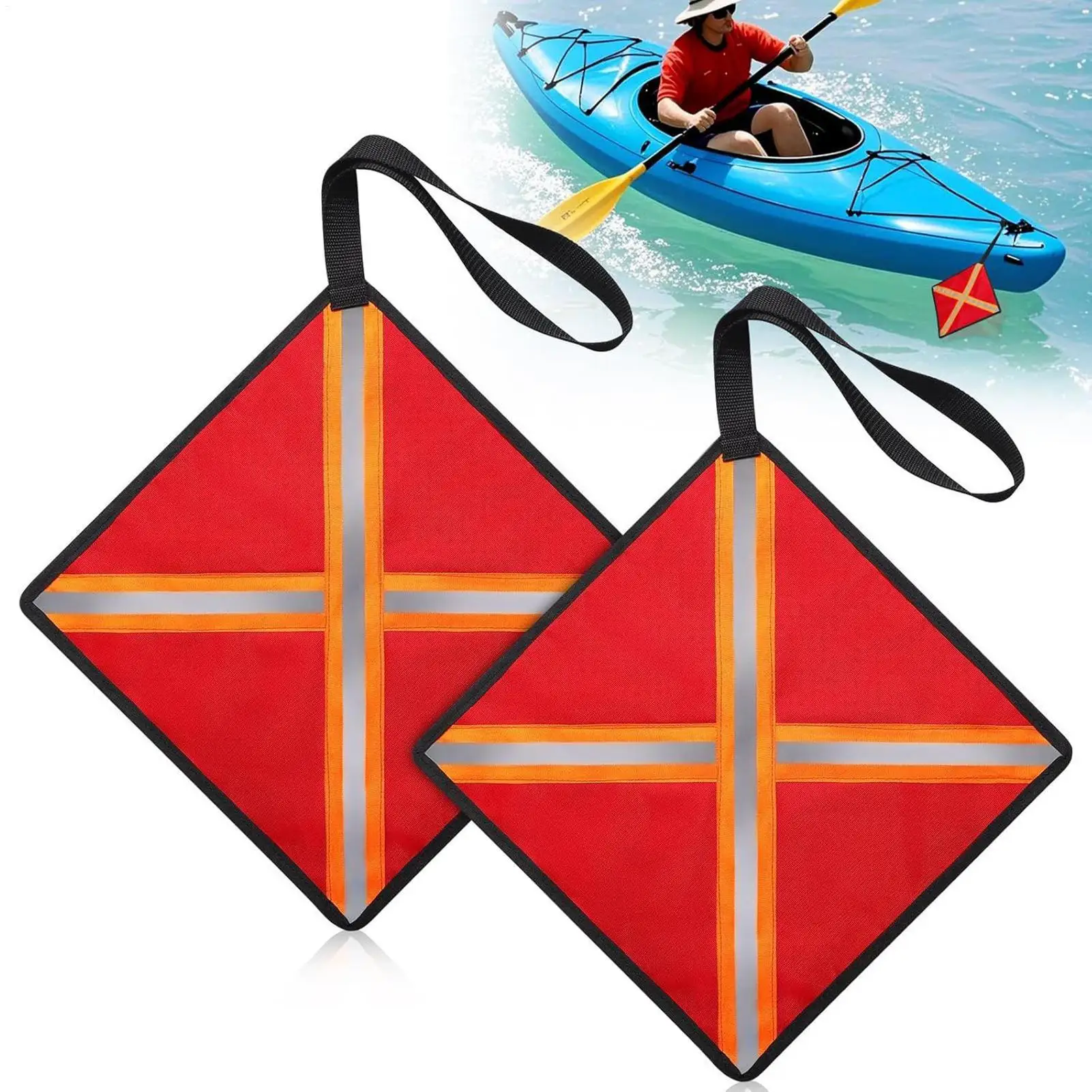 

Kayak Flag 2 Piece Reflective Canoe Warning Mount Flag For Truck Loads For Sports Outdoor Towing Truck Travel Boat Marine