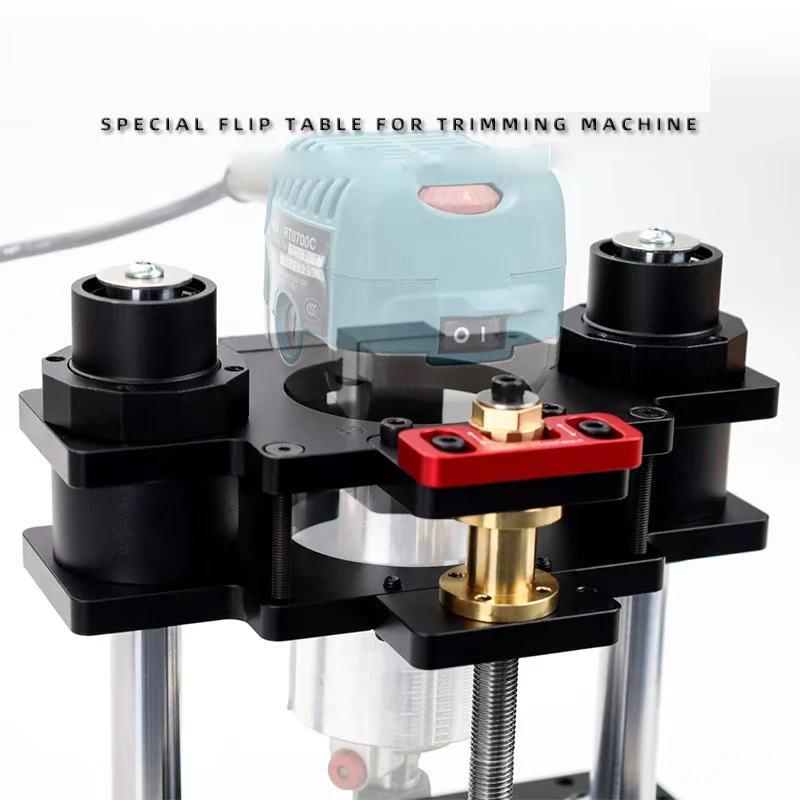 W-34 Precision Woodworking Router Lift Workbench Trimmer, Pengaturan Meja Router Kayu 65mm hingga 69mm dengan Pelat