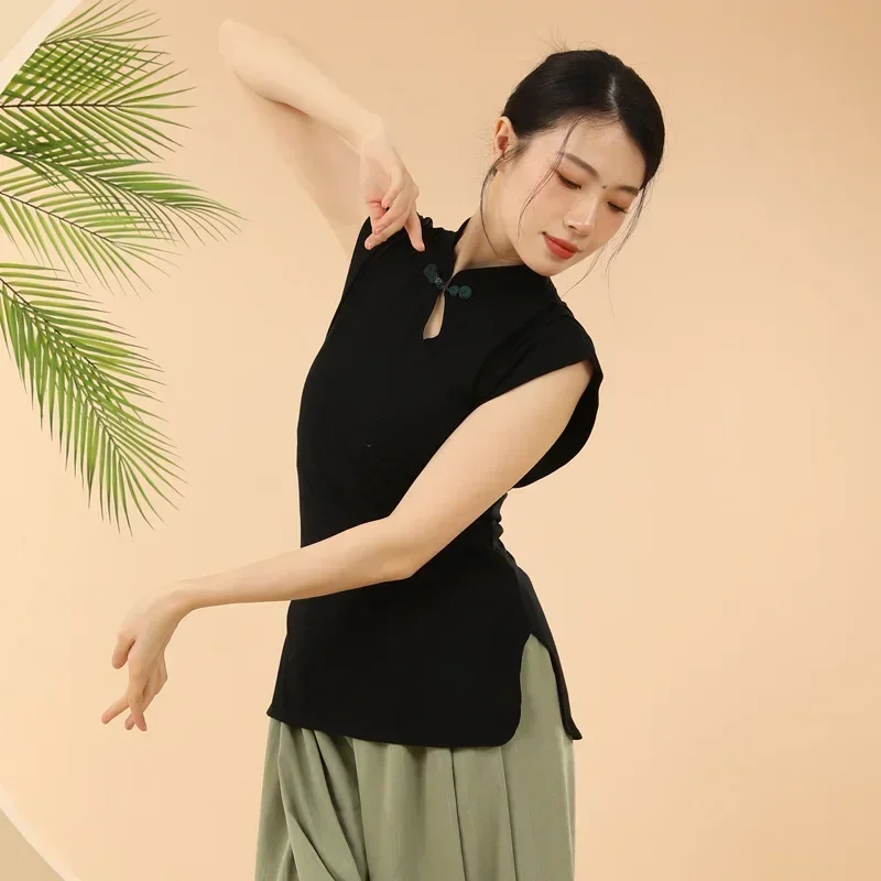 = 2025 new body training clothing cheongsam collar top dance basic training clothing classical dance clothing