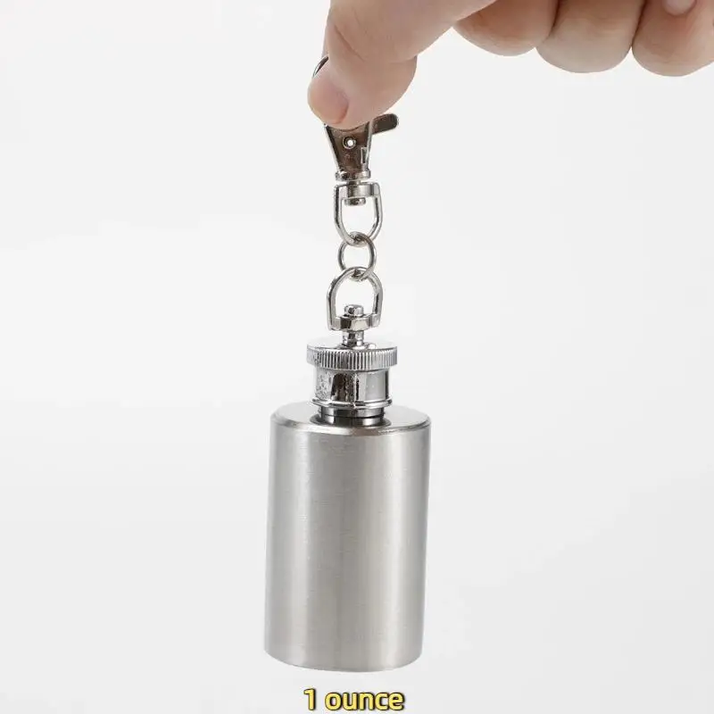 Mini 1oz Edelstahl-Hüftflasche mit Schlüsselanhänger, Leicht und Langlebig – Detail 10