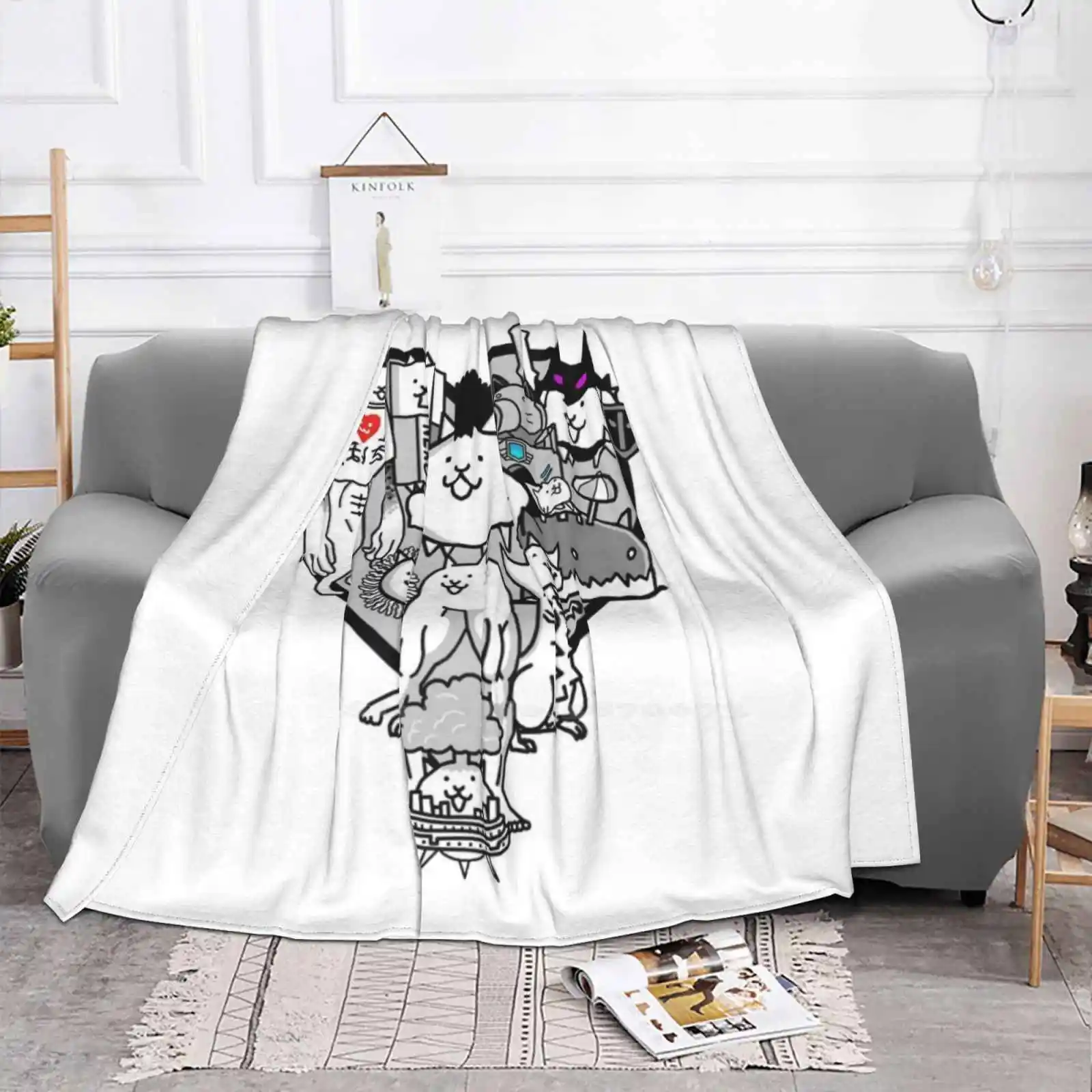 Battle Cats True Form Mural Creative Design Comfortable Warm Flannel Blanket Battle Cats Mural True Form Heart